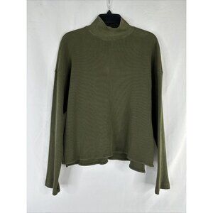 Back Beat Co Organic Cotton Waffle Knit Pullover Sweater Womens Size S Green USA